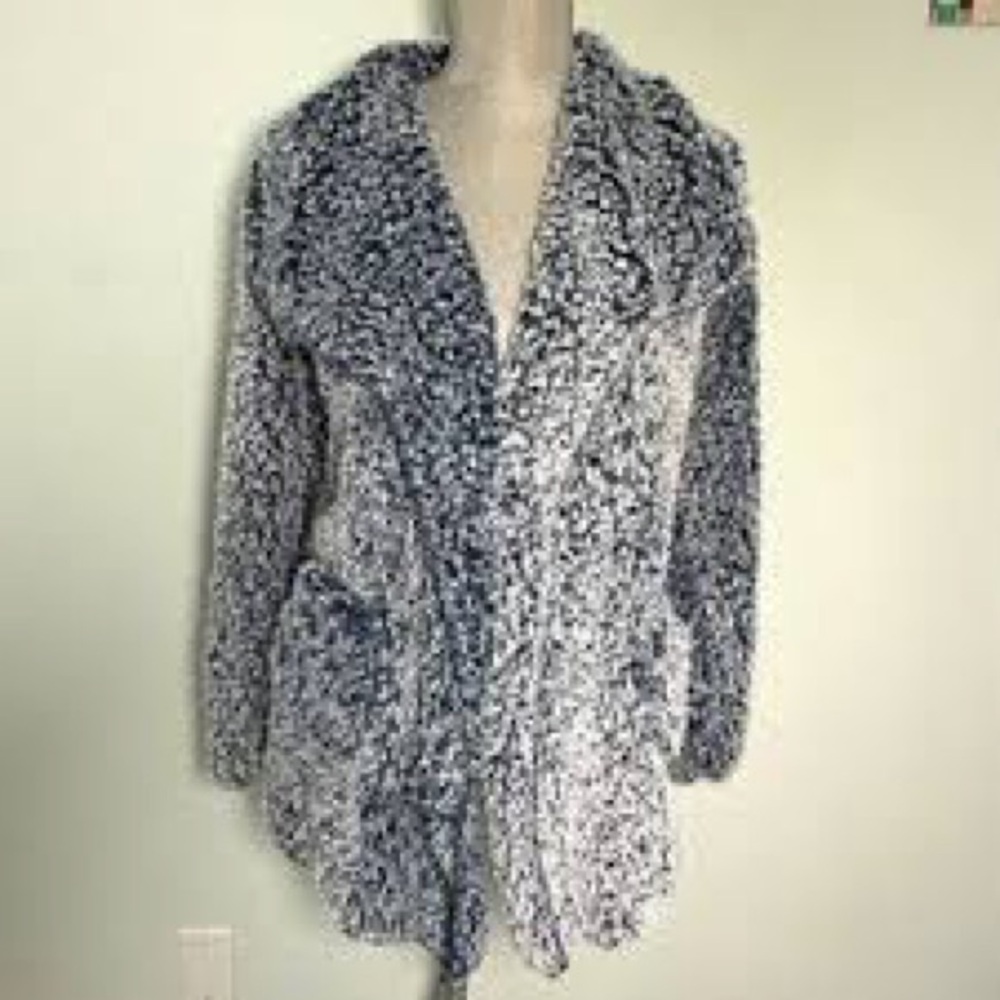 Women's Black and White Textured Coat